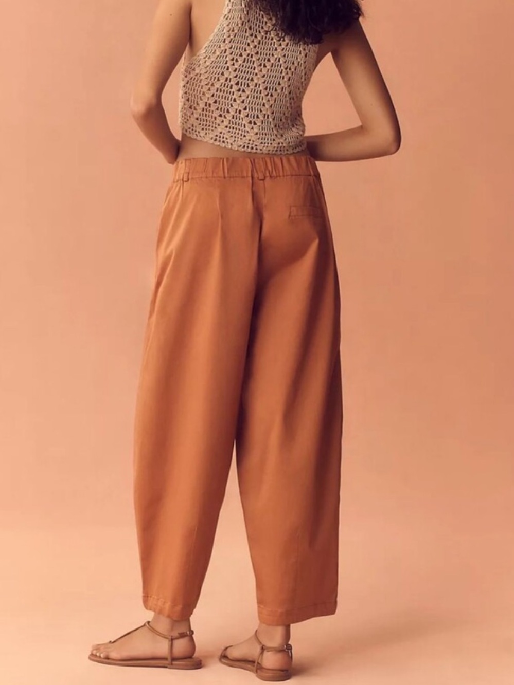 Anthropologie Maeve Curve Barrel Pants Poplin Terracotta Orange Medium - Picture 5 of 13
